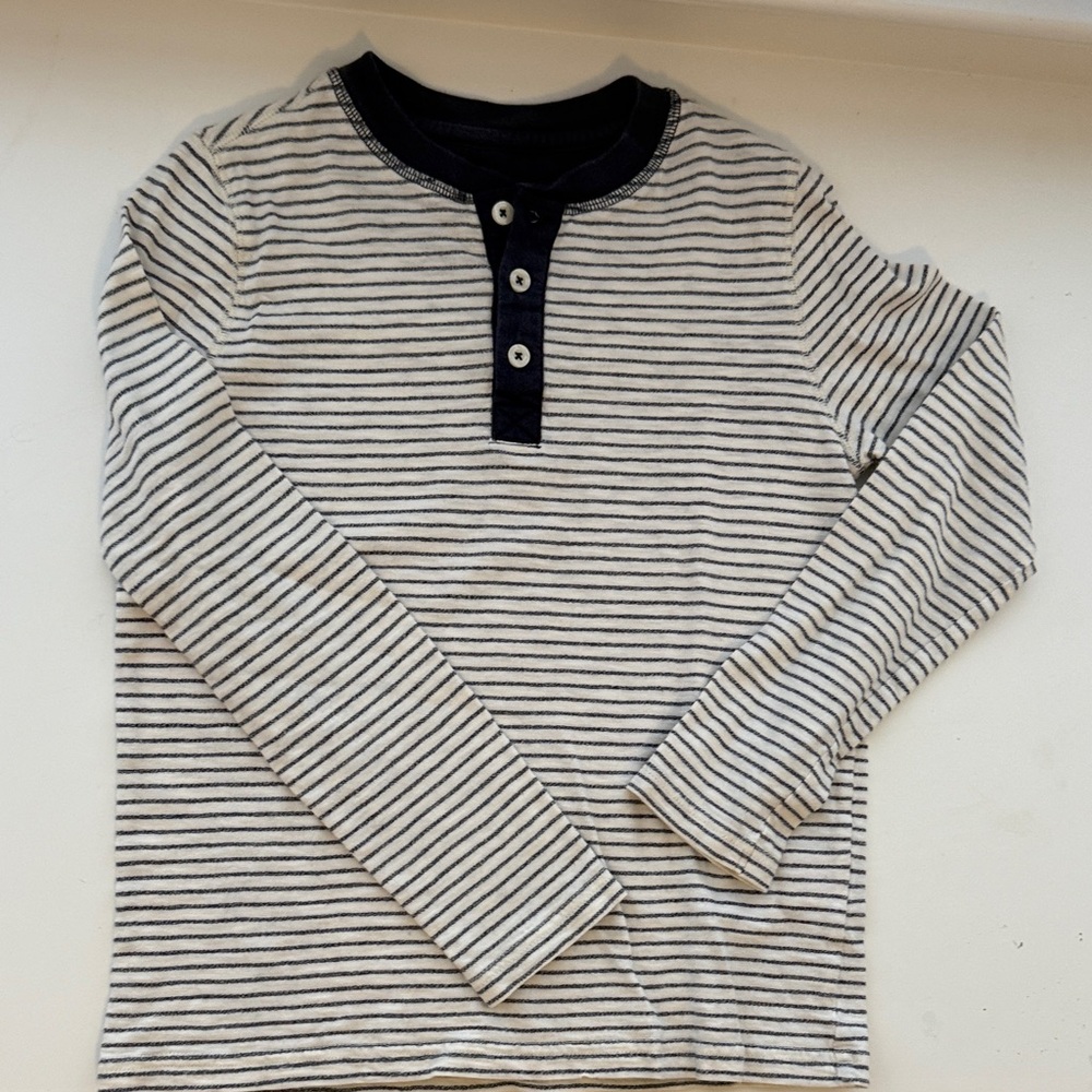 Boden Navy and White Striped Henley